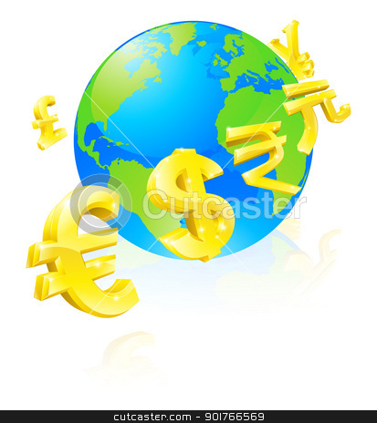 To use this stock image in your creative project, please select the size you need over to the right and click the "Add to Cart" button.
Your downloaded image will come with the Cutcaster watermark removed so don’t worry about the watermark you see on this page. Currencies signs globe concept stock vector clipart, International currency signs flying around a world globe by Christos Georghiou