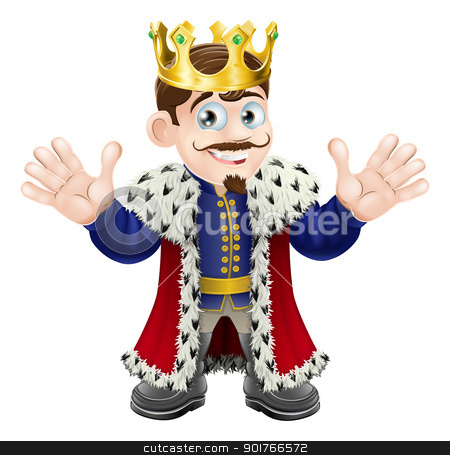 To use this stock image in your creative project, please select the size you need over to the right and click the "Add to Cart" button.
Your downloaded image will come with the Cutcaster watermark removed so don’t worry about the watermark you see on this page. Cute king man stock vector clipart, A fun King illustration with gold crown happily waving with both hands by Christos Georghiou