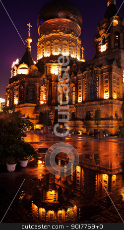 To use this stock image in your creative project, please select the size you need over to the right and click the "Add to Cart" button.
Your downloaded image will come with the Cutcaster watermark removed so don’t worry about the watermark you see on this page. Saint Sofia Russian Orthodox Church Reflection Harbin China stock photo, After the Rain Saint Sofia Russian Orthodox Church Reflection Harbin China Largest Russian Orthodox Church in China. Built in the early 1900s, now a museum in Harbin. by William Perry