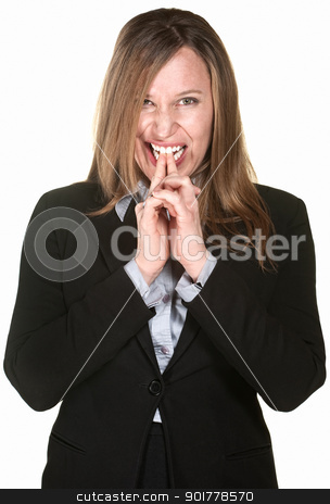 To use this stock image in your creative project, please select the size you need over to the right and click the "Add to Cart" button.
Your downloaded image will come with the Cutcaster watermark removed so don’t worry about the watermark you see on this page. Anxious Businesswoman stock photo, Anxious businesswoman with fingers in mouth over white background by Scott Griessel