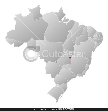 To use this stock image in your creative project, please select the size you need over to the right and click the "Add to Cart" button.
Your downloaded image will come with the Cutcaster watermark removed so don’t worry about the watermark you see on this page. Map of Brazil, Brazilian Federal District highlighted stock vector clipart, Political map of Brazil with the several states where Brazilian Federal District is highlighted. by Schwabenblitz