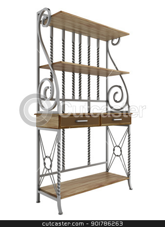 To use this stock image in your creative project, please select the size you need over to the right and click the "Add to Cart" button.
Your downloaded image will come with the Cutcaster watermark removed so don’t worry about the watermark you see on this page. Antique bakers rack stock photo, Antique bakers rack isolated on white background by Nmorozova