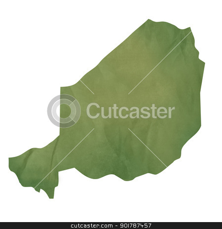 To use this stock image in your creative project, please select the size you need over to the right and click the "Add to Cart" button.
Your downloaded image will come with the Cutcaster watermark removed so don’t worry about the watermark you see on this page. Old green paper map of Niger stock photo, Old green paper map of Niger isolated on white background by Martin Crowdy