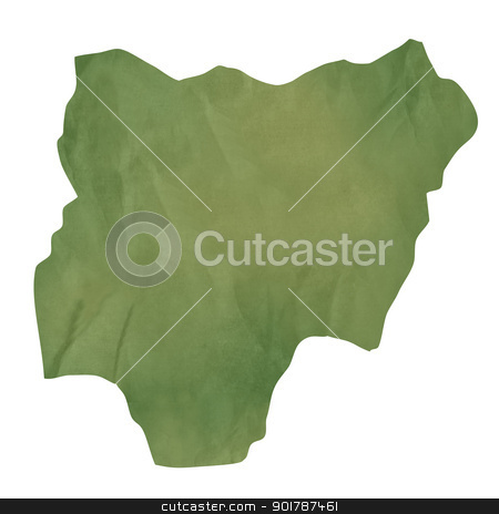 To use this stock image in your creative project, please select the size you need over to the right and click the "Add to Cart" button.
Your downloaded image will come with the Cutcaster watermark removed so don’t worry about the watermark you see on this page. Old green paper map of Nigeria stock photo, Old green paper map of Nigeria isolated on white background by Martin Crowdy