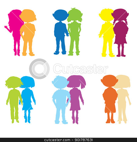 To use this stock image in your creative project, please select the size you need over to the right and click the "Add to Cart" button.
Your downloaded image will come with the Cutcaster watermark removed so don’t worry about the watermark you see on this page. silhouettes cartoon kids couple stock vector clipart, silhouettes cartoon kids couple - colourful couple by glossygirl21