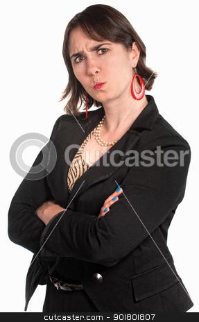 To use this stock image in your creative project, please select the size you need over to the right and click the "Add to Cart" button.
Your downloaded image will come with the Cutcaster watermark removed so don’t worry about the watermark you see on this page. Pouting Office Worker stock photo, Pouting professional woman isolated over white background by Scott Griessel