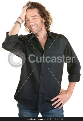To use this stock image in your creative project, please select the size you need over to the right and click the "Add to Cart" button.
Your downloaded image will come with the Cutcaster watermark removed so don’t worry about the watermark you see on this page. Man With Hand on Hair stock photo, Handsome white male runs hand through his hair by Scott Griessel