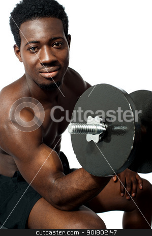 To use this stock image in your creative project, please select the size you need over to the right and click the "Add to Cart" button.
Your downloaded image will come with the Cutcaster watermark removed so don’t worry about the watermark you see on this page. Powerful young man lifting weights stock photo, Powerful young man lifting weights. Looking at camera while exercising by Ishay Botbol