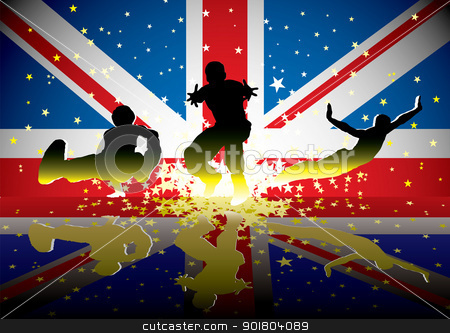 To use this stock image in your creative project, please select the size you need over to the right and click the "Add to Cart" button.
Your downloaded image will come with the Cutcaster watermark removed so don’t worry about the watermark you see on this page. British flag sports figures stock vector clipart, Sports people with british flag and reflection with exploding stars by Michael Travers