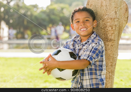 To use this stock image in your creative project, please select the size you need over to the right and click the "Add to Cart" button.
Your downloaded image will come with the Cutcaster watermark removed so don’t worry about the watermark you see on this page. Mixed Race Boy Holding Soccer Ball in the Park stock photo, Mixed Race Boy Holding Soccer Ball in the Park Against a Tree. by Andy Dean