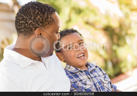 To use this stock image in your creative project, please select the size you need over to the right and click the "Add to Cart" button.
Your downloaded image will come with the Cutcaster watermark removed so don’t worry about the watermark you see on this page. Happy Mixed Race Father and Son Talking stock photo, Happy African American Father and Mixed Race Son Talking in the Park. by Andy Dean
