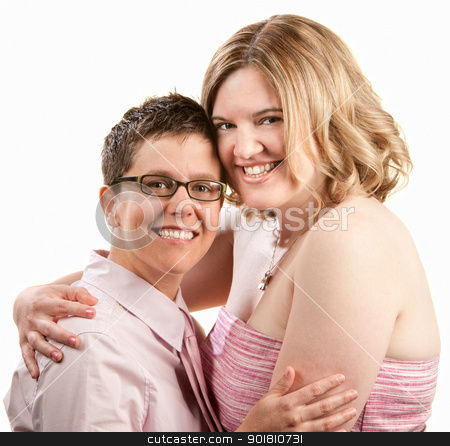 To use this stock image in your creative project, please select the size you need over to the right and click the "Add to Cart" button.
Your downloaded image will come with the Cutcaster watermark removed so don’t worry about the watermark you see on this page. Friends Hugging stock photo, Two happy friends embrace over white background by Scott Griessel