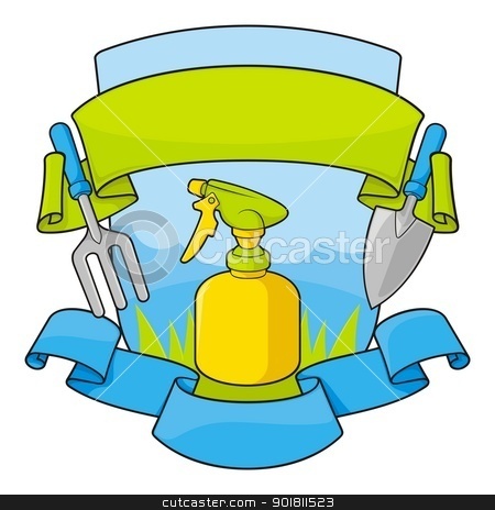 To use this stock image in your creative project, please select the size you need over to the right and click the "Add to Cart" button.
Your downloaded image will come with the Cutcaster watermark removed so don’t worry about the watermark you see on this page. Gardening shield with banners stock vector clipart, Gardening shield with grass and sky background, tools, spray bottle and banners. by fractal.gr