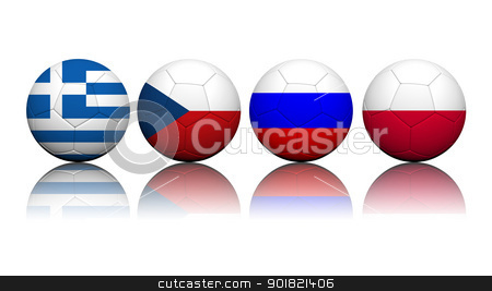 To use this stock image in your creative project, please select the size you need over to the right and click the "Add to Cart" button.
Your downloaded image will come with the Cutcaster watermark removed so don’t worry about the watermark you see on this page. 3D Rendering Soccer balls with flag pattern, European Soccer Cha stock photo, 3D Rendering Soccer balls with flag pattern, European Soccer Championship Group A by jakgree
