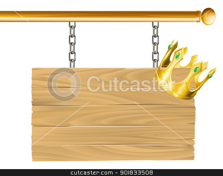 To use this stock image in your creative project, please select the size you need over to the right and click the "Add to Cart" button.
Your downloaded image will come with the Cutcaster watermark removed so don’t worry about the watermark you see on this page. Crown sign stock vector clipart, Suspended wood sign on chains with a crown hanging on it by Christos Georghiou