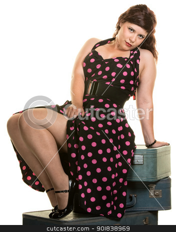 To use this stock image in your creative project, please select the size you need over to the right and click the "Add to Cart" button.
Your downloaded image will come with the Cutcaster watermark removed so don’t worry about the watermark you see on this page. Woman Showing Off Her Legs stock photo, Sexy woman on suitcases showing off her legs by Scott Griessel