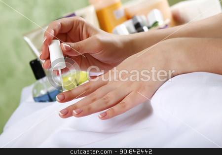 To use this stock image in your creative project, please select the size you need over to the right and click the "Add to Cart" button.
Your downloaded image will come with the Cutcaster watermark removed so don’t worry about the watermark you see on this page. Female hands and manicure related objects stock photo, Female hands and manicure related objects in spa salon by Sergey Nivens