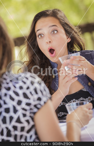 To use this stock image in your creative project, please select the size you need over to the right and click the "Add to Cart" button.
Your downloaded image will come with the Cutcaster watermark removed so don’t worry about the watermark you see on this page. Attractive Shocked Girl Talking with Friend Outdoors stock photo, Attractive Shocked Girl Talking with Friend Over Drinks Outdoors. by Andy Dean