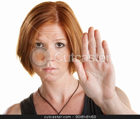 To use this stock image in your creative project, please select the size you need over to the right and click the "Add to Cart" button.
Your downloaded image will come with the Cutcaster watermark removed so don’t worry about the watermark you see on this page. Woman with Hand Up stock photo, Tired young white woman with hand gesture for stop by Scott Griessel