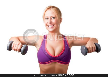 To use this stock image in your creative project, please select the size you need over to the right and click the "Add to Cart" button.
Your downloaded image will come with the Cutcaster watermark removed so don’t worry about the watermark you see on this page. Woman Working Out stock photo, Woman working out with dumbbells at a gym by ruigsantos