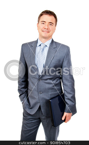 To use this stock image in your creative project, please select the size you need over to the right and click the "Add to Cart" button.
Your downloaded image will come with the Cutcaster watermark removed so don’t worry about the watermark you see on this page. Relaxed business man ready to do work on the go stock photo, Relaxed business man standing with laptop in hand by Stephen Laurence