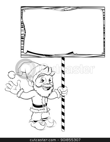 To use this stock image in your creative project, please select the size you need over to the right and click the "Add to Cart" button.
Your downloaded image will come with the Cutcaster watermark removed so don’t worry about the watermark you see on this page. Santa Claus Holding Sign stock vector clipart, Black and white drawing of Santa holding a Christmas sign by Christos Georghiou