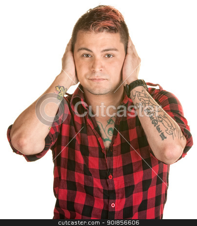 To use this stock image in your creative project, please select the size you need over to the right and click the "Add to Cart" button.
Your downloaded image will come with the Cutcaster watermark removed so don’t worry about the watermark you see on this page. Man Covering His Ears stock photo, Handsome young man with spiky hair covers his ears by Scott Griessel