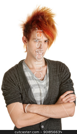 To use this stock image in your creative project, please select the size you need over to the right and click the "Add to Cart" button.
Your downloaded image will come with the Cutcaster watermark removed so don’t worry about the watermark you see on this page. Man in Orange Hair Biting His Lips stock photo, Man with folded arms over white background biting his lips by Scott Griessel