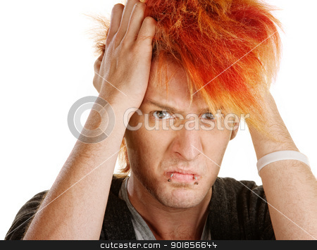 To use this stock image in your creative project, please select the size you need over to the right and click the "Add to Cart" button.
Your downloaded image will come with the Cutcaster watermark removed so don’t worry about the watermark you see on this page. Angry Teen Pulling Hair stock photo, Angry young man pulling his orange hair by Scott Griessel