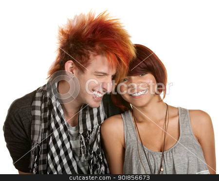 To use this stock image in your creative project, please select the size you need over to the right and click the "Add to Cart" button.
Your downloaded image will come with the Cutcaster watermark removed so don’t worry about the watermark you see on this page. Giggling Teenage Couple stock photo, Giggling young teenage couple over white background by Scott Griessel