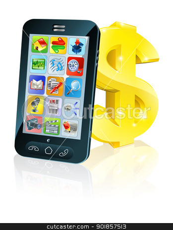 To use this stock image in your creative project, please select the size you need over to the right and click the "Add to Cart" button.
Your downloaded image will come with the Cutcaster watermark removed so don’t worry about the watermark you see on this page. Cell phone and gold dollar sign stock vector clipart, Illustration of cell phone leaning on dollar sign. Concept for financial app, or best phone deals or other finance cell phone related.
by Christos Georghiou