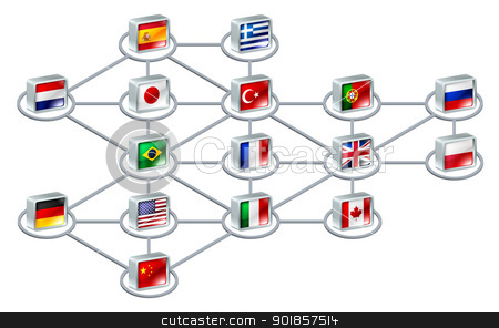 To use this stock image in your creative project, please select the size you need over to the right and click the "Add to Cart" button.
Your downloaded image will come with the Cutcaster watermark removed so don’t worry about the watermark you see on this page. World network concept stock vector clipart, World network concept of connections between different countries or of an international team by Christos Georghiou