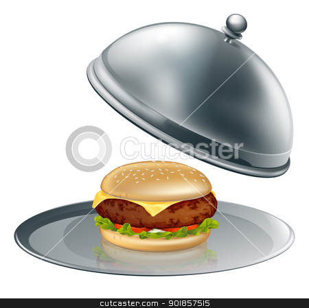 To use this stock image in your creative project, please select the size you need over to the right and click the "Add to Cart" button.
Your downloaded image will come with the Cutcaster watermark removed so don’t worry about the watermark you see on this page. Cheese burger on silver platter stock vector clipart, Illustration of a cheese burger on silver platter. Could be a concept for inflated worth or luxury burgers.
by Christos Georghiou
