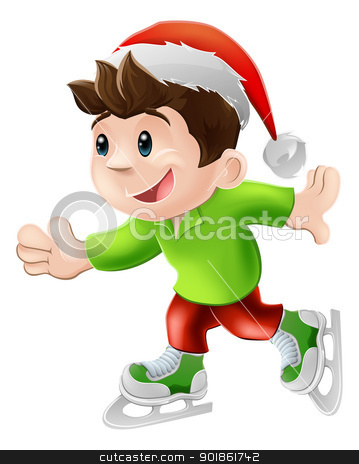 To use this stock image in your creative project, please select the size you need over to the right and click the "Add to Cart" button.
Your downloaded image will come with the Cutcaster watermark removed so don’t worry about the watermark you see on this page. Christmas ice skater stock vector clipart, Cartoon illustration of a happy young man or boy having and ice skate in a Christmas Santa hat by Christos Georghiou