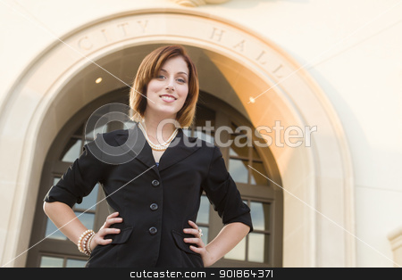 To use this stock image in your creative project, please select the size you need over to the right and click the "Add to Cart" button.
Your downloaded image will come with the Cutcaster watermark removed so don’t worry about the watermark you see on this page. Young Pretty Businesswoman Outside in Front of City Hall stock photo, Proud Smiling Young Pretty Businesswoman Portrait Outside in Front of City Hall Building. by Andy Dean