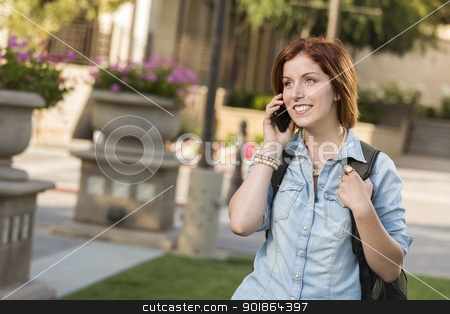 To use this stock image in your creative project, please select the size you need over to the right and click the "Add to Cart" button.
Your downloaded image will come with the Cutcaster watermark removed so don’t worry about the watermark you see on this page. Young Female Student Walking Outside Using Cell Phone stock photo, Smiling Young Pretty Female Student with Backpack Walking Outside Using Cell Phone. by Andy Dean