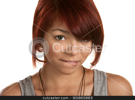 To use this stock image in your creative project, please select the size you need over to the right and click the "Add to Cart" button.
Your downloaded image will come with the Cutcaster watermark removed so don’t worry about the watermark you see on this page. Teenager Biting Her Lip stock photo, Innocent female teen biting her lower lip by Scott Griessel