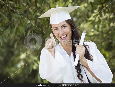To use this stock image in your creative project, please select the size you need over to the right and click the "Add to Cart" button.
Your downloaded image will come with the Cutcaster watermark removed so don’t worry about the watermark you see on this page. Graduating Mixed Race Girl In Cap and Gown with Diploma stock photo, Attractive Mixed Race Girl Celebrating Graduation Outside In Cap and Gown with Diploma in Hand. by Andy Dean