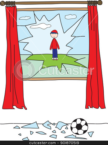 To use this stock image in your creative project, please select the size you need over to the right and click the "Add to Cart" button.
Your downloaded image will come with the Cutcaster watermark removed so don’t worry about the watermark you see on this page. Window Accident stock vector clipart, Boy playing with a ball and breaking a window by nahhan