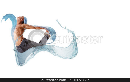 To use this stock image in your creative project, please select the size you need over to the right and click the "Add to Cart" button.
Your downloaded image will come with the Cutcaster watermark removed so don’t worry about the watermark you see on this page. young man dancing hip hop with color lines stock photo, young man in a blue cap dancing hip hop - collage by Sergey Nivens