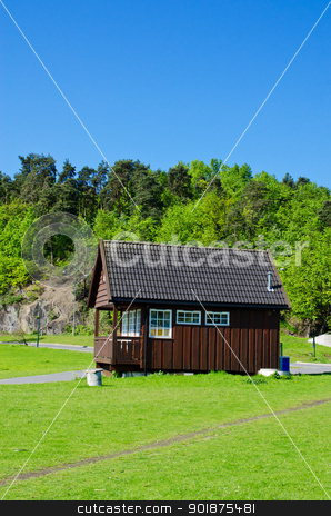 To use this stock image in your creative project, please select the size you need over to the right and click the "Add to Cart" button.
Your downloaded image will come with the Cutcaster watermark removed so don’t worry about the watermark you see on this page. Typical Norwegian house stock photo, Typical Norwegian house on meadow by Nanisimova