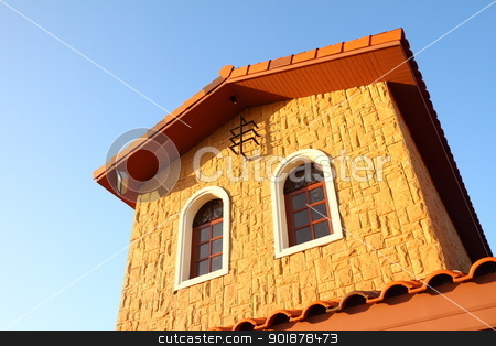 To use this stock image in your creative project, please select the size you need over to the right and click the "Add to Cart" button.
Your downloaded image will come with the Cutcaster watermark removed so don’t worry about the watermark you see on this page. Italian house style stock photo, Italian house style on blue sky by kongsky