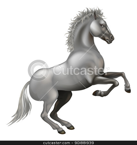 To use this stock image in your creative project, please select the size you need over to the right and click the "Add to Cart" button.
Your downloaded image will come with the Cutcaster watermark removed so don’t worry about the watermark you see on this page. Rearing white horse stock vector clipart, Illustration of a powerful white horse rearing on its hind legs by Christos Georghiou