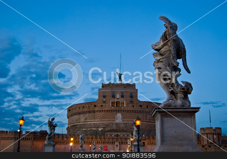 To use this stock image in your creative project, please select the size you need over to the right and click the "Add to Cart" button.
Your downloaded image will come with the Cutcaster watermark removed so don’t worry about the watermark you see on this page. Castel Sant Angelo stock photo, Castel and Ponte Sant Angelo in Rome in the evening by Juliane Jacobs
