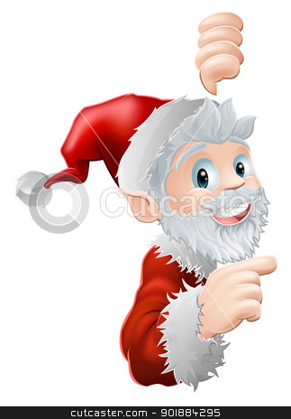 To use this stock image in your creative project, please select the size you need over to the right and click the "Add to Cart" button.
Your downloaded image will come with the Cutcaster watermark removed so don’t worry about the watermark you see on this page. Santa peeking and pointing stock vector clipart, Cute cartoon Santa peeking round a sign or similar and showing or pointing at the information or image on it
by Christos Georghiou