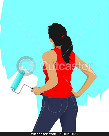 To use this stock image in your creative project, please select the size you need over to the right and click the "Add to Cart" button.
Your downloaded image will come with the Cutcaster watermark removed so don’t worry about the watermark you see on this page. Woman paints the wall brush. Vector illustration stock vector clipart, Woman paints the wall brush. Vector illustration by Leonid Dorfman