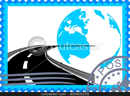 To use this stock image in your creative project, please select the size you need over to the right and click the "Add to Cart" button.
Your downloaded image will come with the Cutcaster watermark removed so don’t worry about the watermark you see on this page. Postage stamp. Road stock vector clipart, The illustration on a postage stamp. Traffic leaving a turn away against the backdrop of the Earth by Sergey Skryl