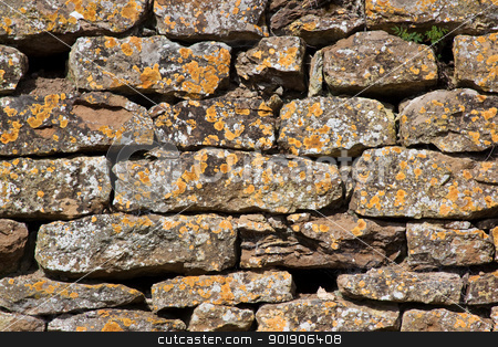 To use this stock image in your creative project, please select the size you need over to the right and click the "Add to Cart" button.
Your downloaded image will come with the Cutcaster watermark removed so don’t worry about the watermark you see on this page. Dry Stone Wall stock photo, Dry stone wall covered with orange lichen by Darren Pullman