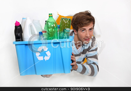To use this stock image in your creative project, please select the size you need over to the right and click the "Add to Cart" button.
Your downloaded image will come with the Cutcaster watermark removed so don’t worry about the watermark you see on this page. Man holding crate of bottles to be recycled stock photo, Man holding crate of bottles to be recycled by photography33