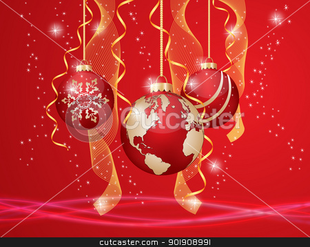 To use this stock image in your creative project, please select the size you need over to the right and click the "Add to Cart" button.
Your downloaded image will come with the Cutcaster watermark removed so don’t worry about the watermark you see on this page. Merry Christmas stock vector clipart, Christmas ball with world map on a decorated background by Alfio Roberto Silvestro